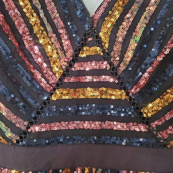 Self-Portrait Striped Sequin Midi Dress - Picture 11 of 14